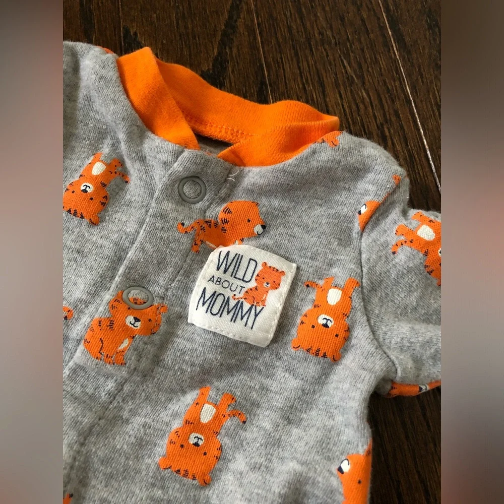 Bundle x4: Carter’s Boys NB Dinos/Lions/Sports/Tigers Footed Cotton One Pieces